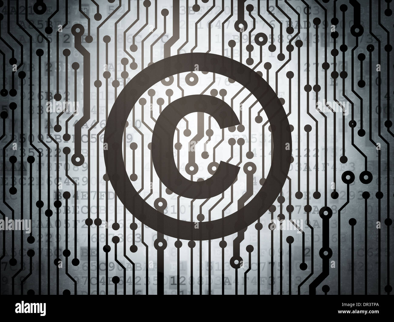 Concept de droit : circuit board avec copyright Banque D'Images