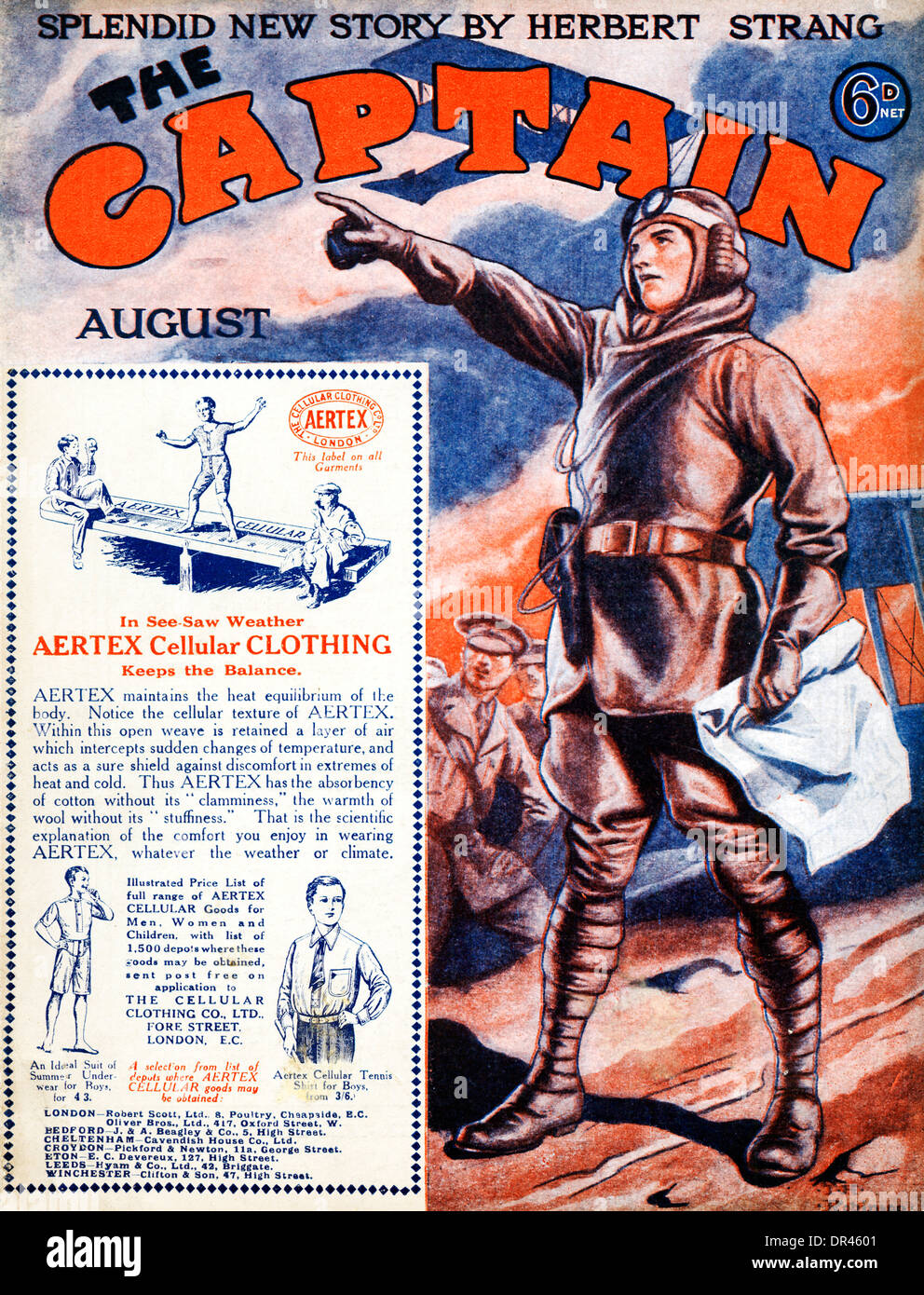 Le capitaine, août 1916 Couverture du magazine garçons avec un pilote RFC soulignant la Hun dans le ciel Banque D'Images