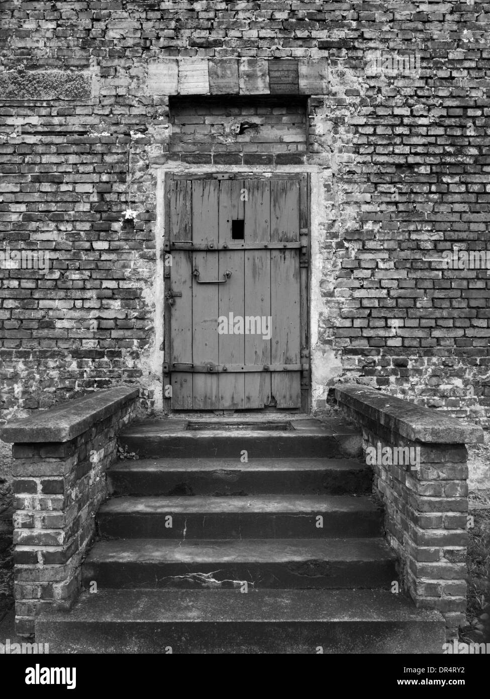 Entrée d'un bâtiment à Auschwitz en Pologne Banque D'Images