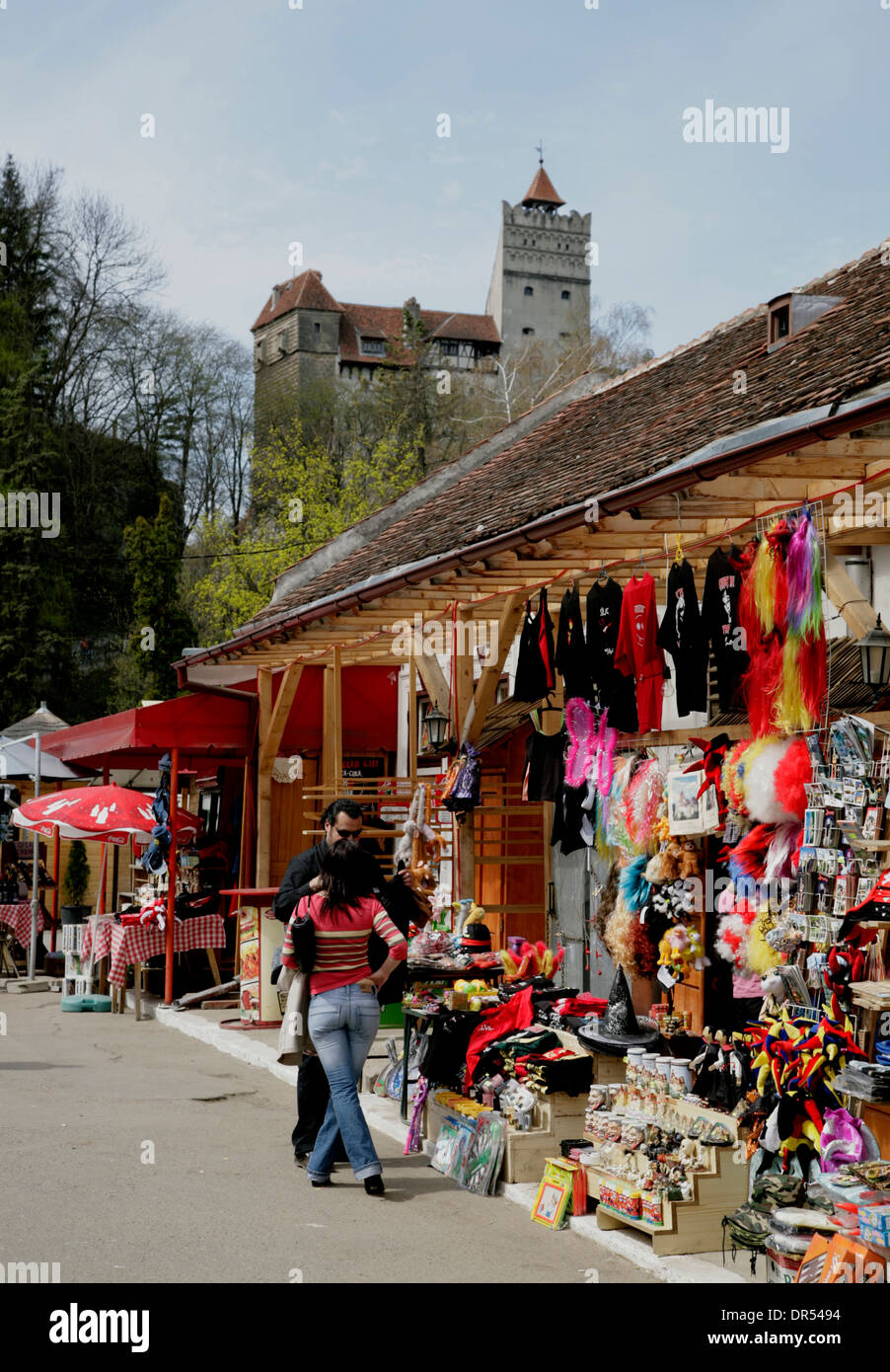 Blocage de souvenirs au château de Bran (château de Dracula) près de Brasov, en Transylvanie, Roumanie, Europe Banque D'Images
