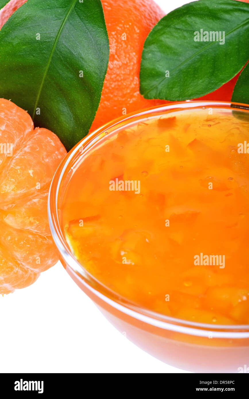 Peeled tangerine et mandarine ou orange jam Banque D'Images