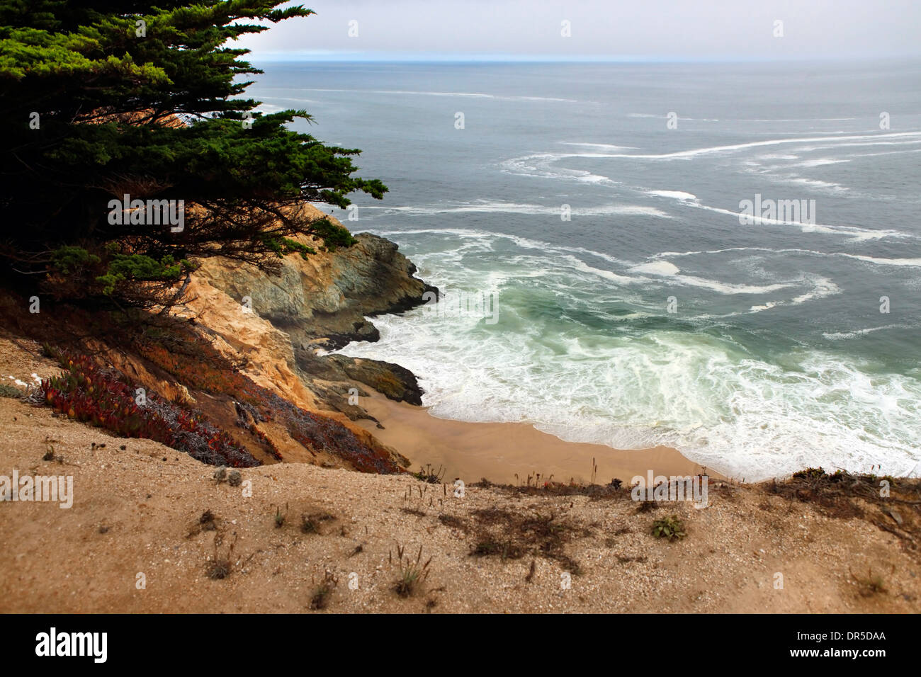 De belles vues sur les falaises rocheuses et le littoral près de Half Moon Bay, Californie Banque D'Images