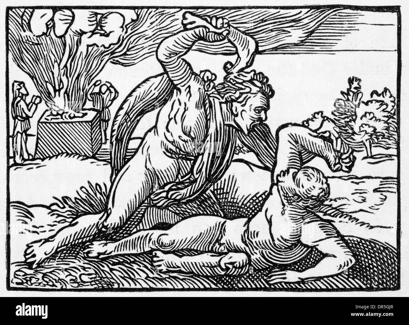 Caïn tuant Abel, de Coverdale's Traduction de l'ancien et le Nouveau Testament 1535 Banque D'Images