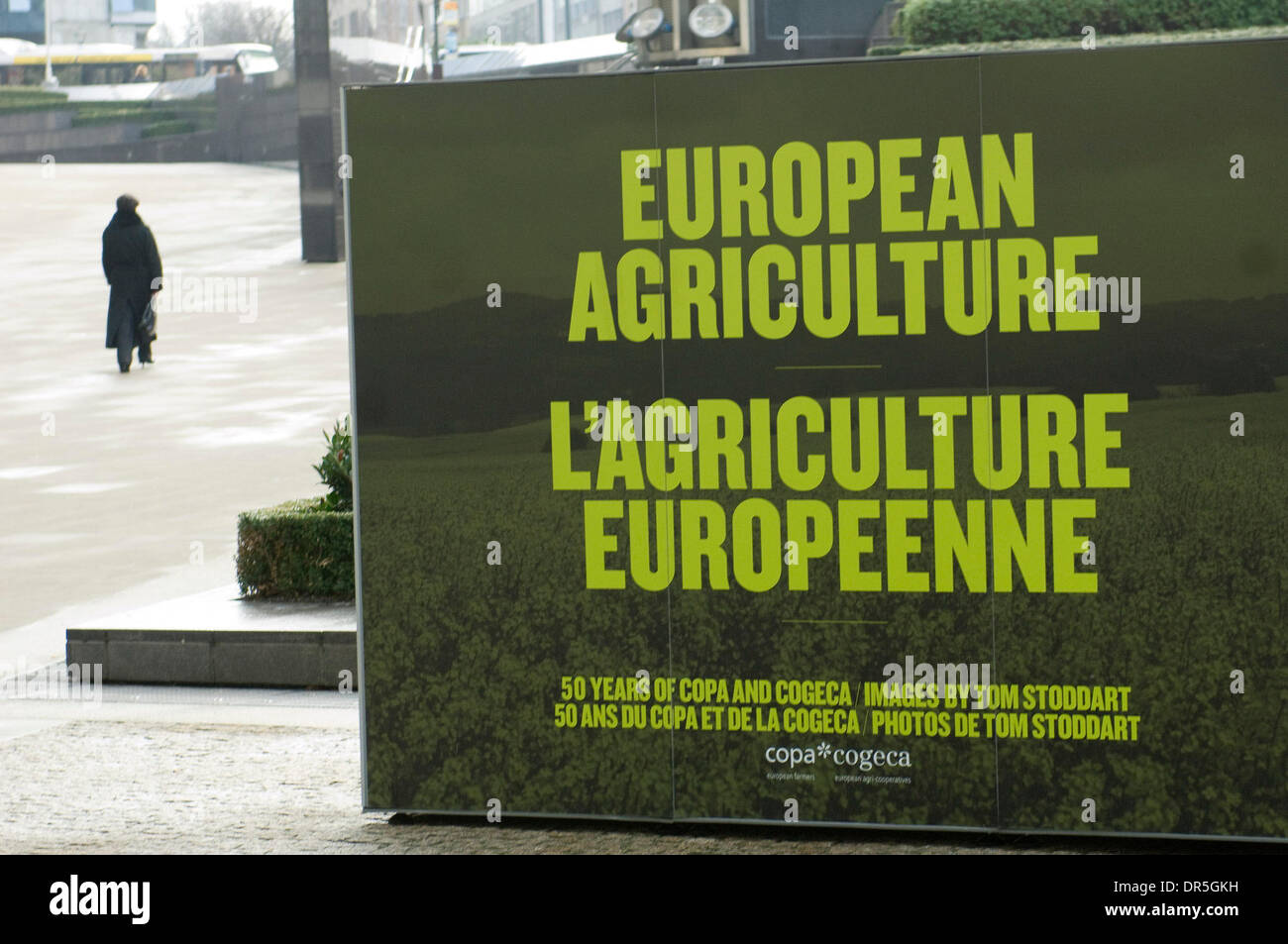 Nov 26, 2008 - Bruxelles, Belgique - les gens à pied par un affichage pour le 50e anniversaire de l'union agricole européenne (COPA et la COGECA) en face de siège de la Commission européenne à Bruxelles. (Crédit Image : © Wiktor Dabkowski/ZUMA Press) Banque D'Images