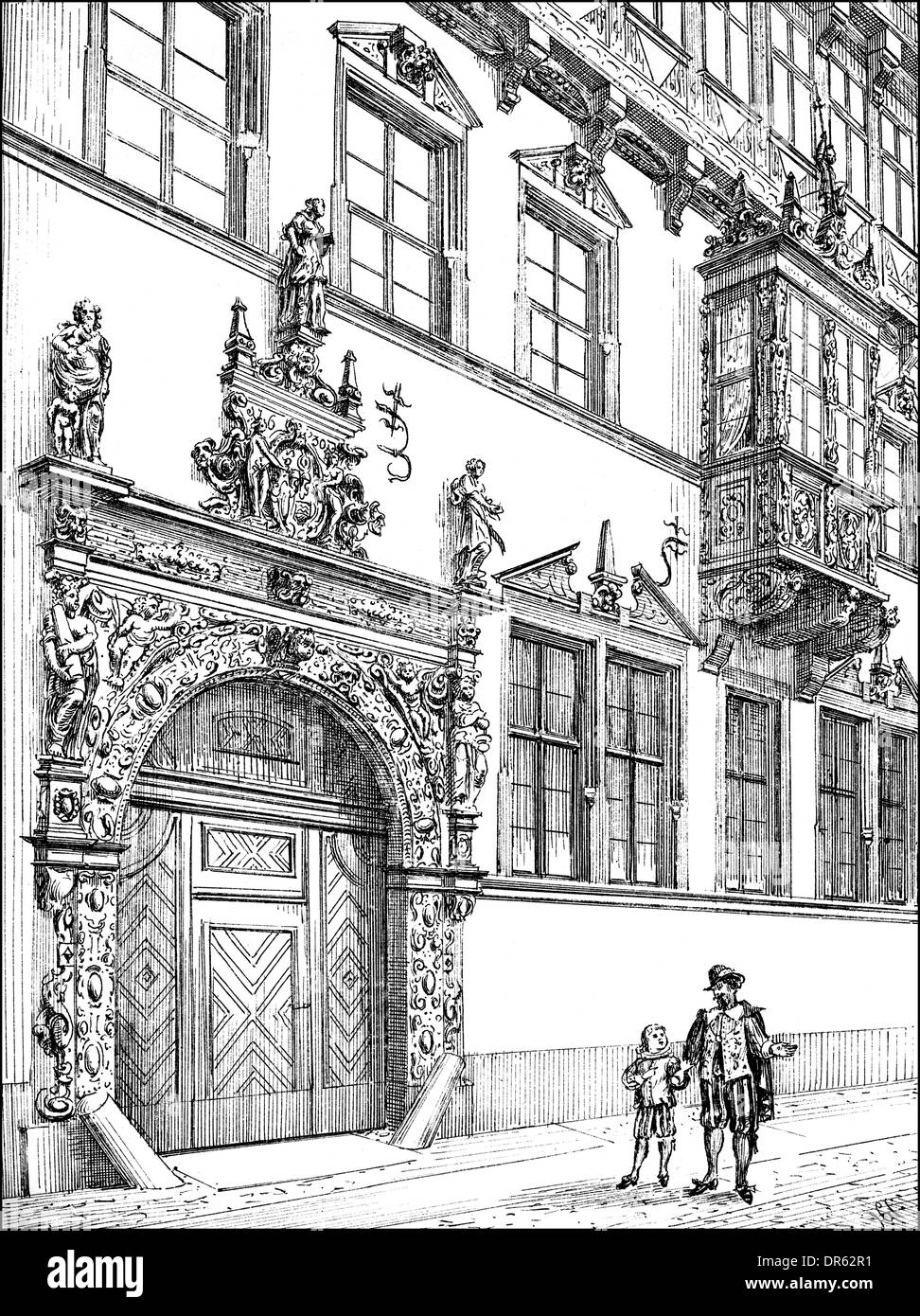 17e siècle, maison dans la rue Wendenstrasse, 1630, détruit pendant la Seconde Guerre mondiale, Braunschweig, Basse-Saxe, Allemagne Banque D'Images