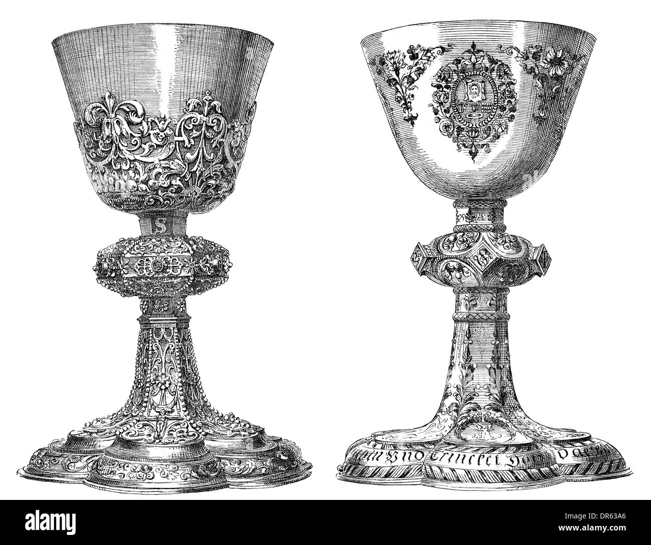 De style Renaissance allemande, 16e siècle, les religieux calices Banque D'Images