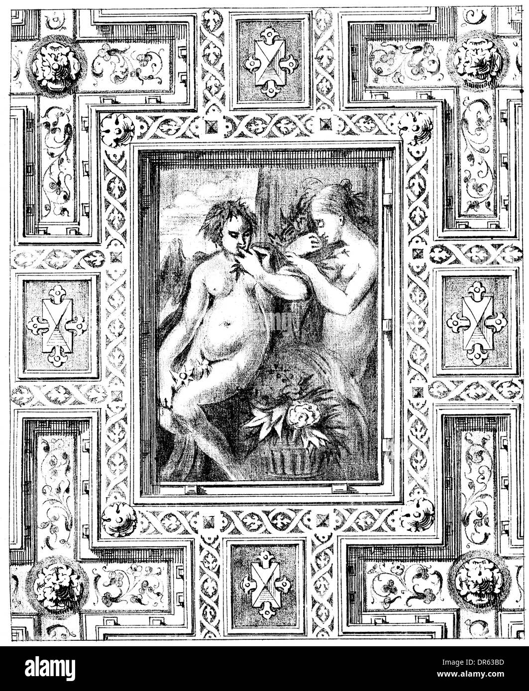 Style Renaissance, plafond de la Talamt, 16e siècle, Hall Market, Halle an der Saale, Sachsen-Anhalt, Allemagne, Banque D'Images