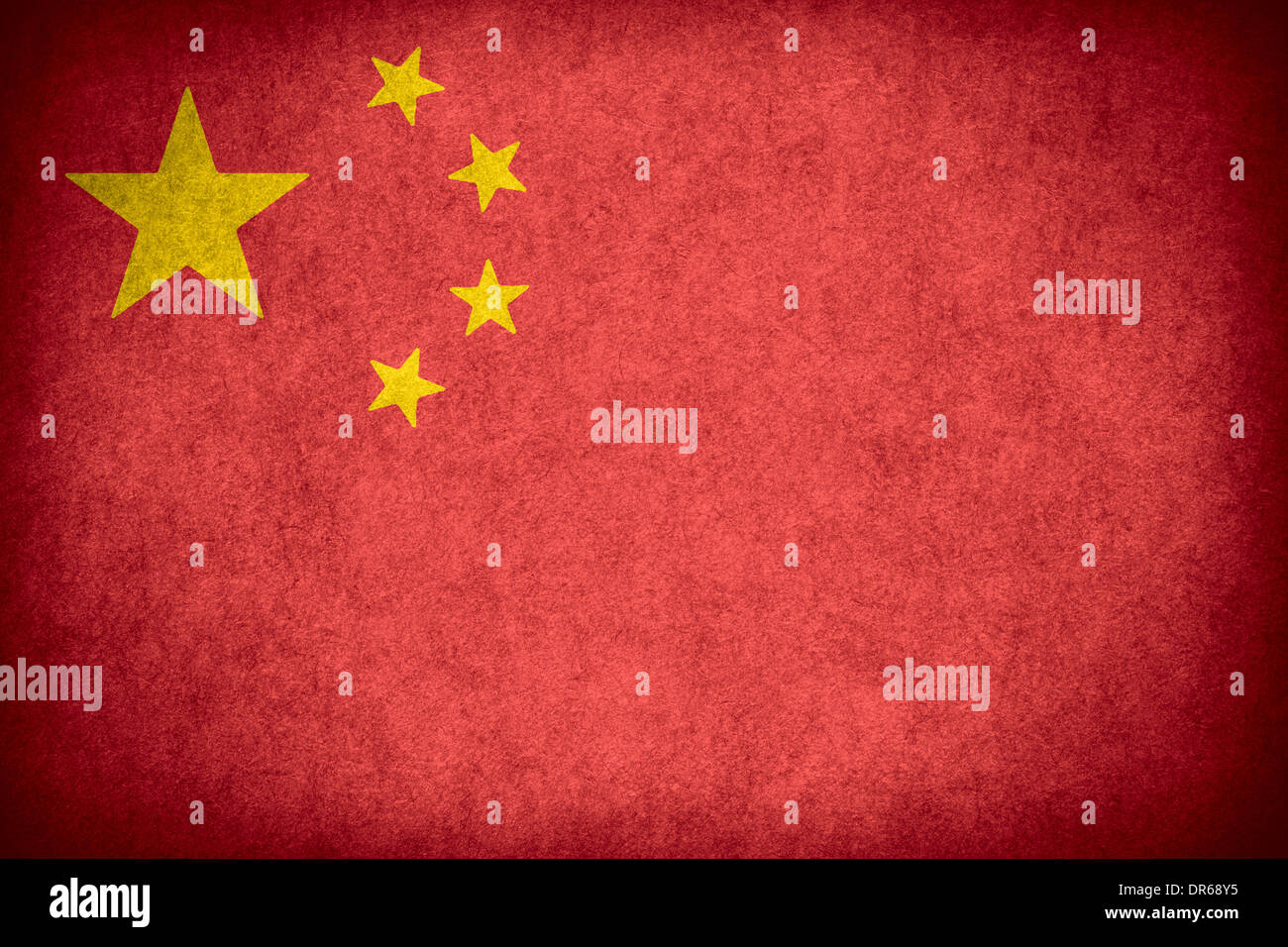 Drapeau de la Chine ou bannière chinois sur le papier rugueux texture pattern Banque D'Images