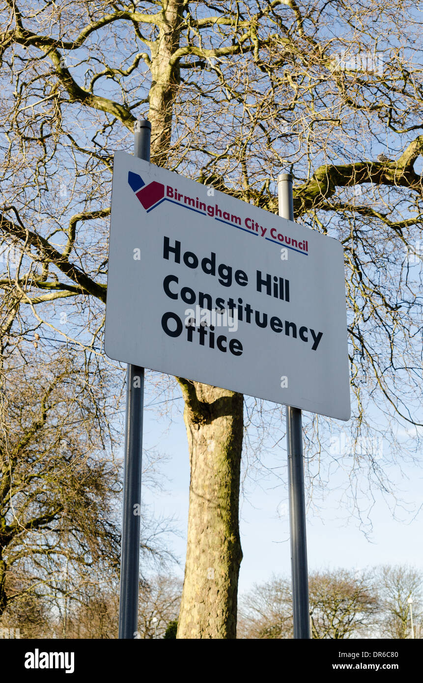 Birmingham City Council signe pour Hodge Hill Bureau de circonscription Banque D'Images