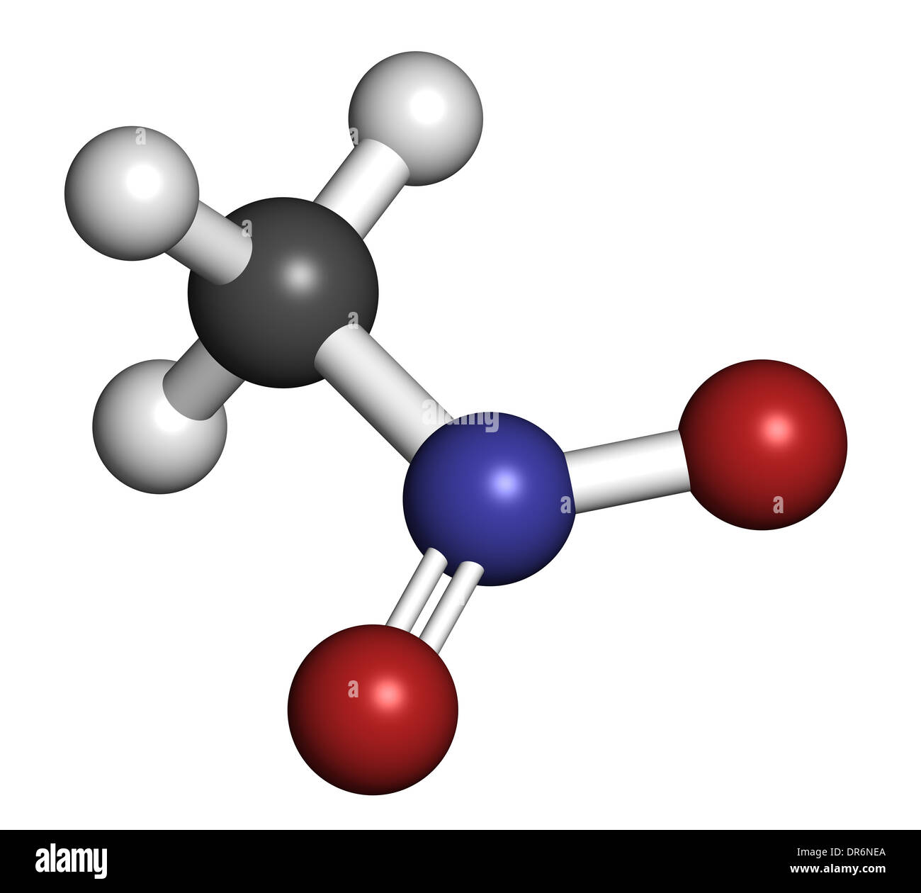 Le nitrométhane nitro fuel molécule. Utilisé comme carburant pour alimenter les roquettes, faites glisser les voitures de course, etc. Aussi utilisé comme explosif. Banque D'Images