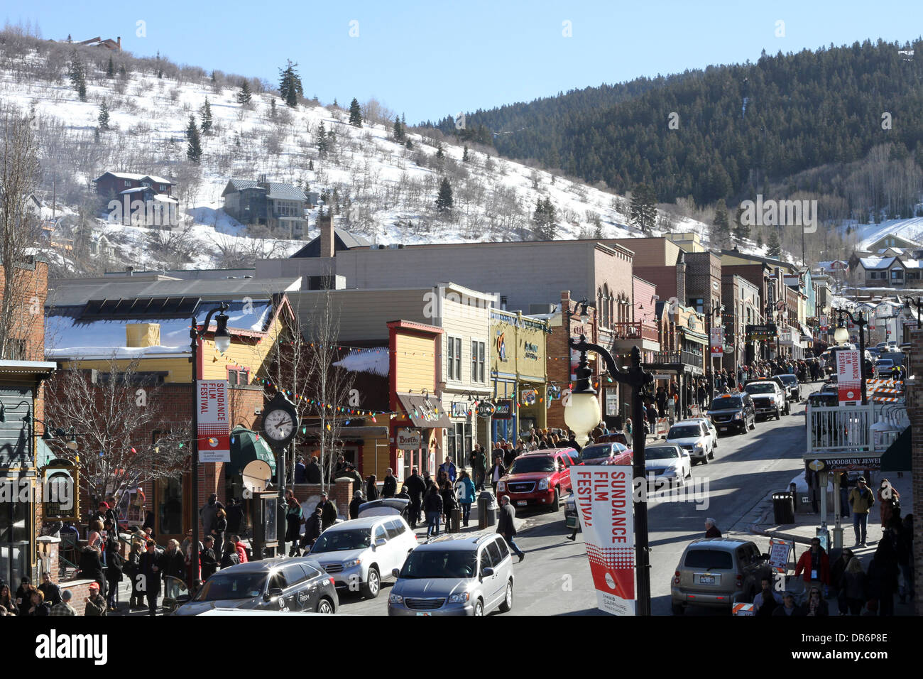 Rue principale à Park City, UT, pendant le Festival du Film de Sundance Banque D'Images