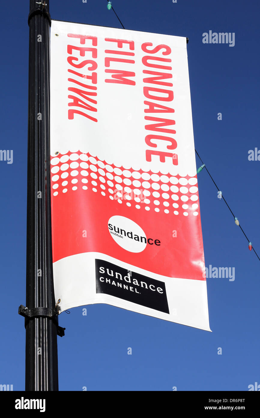 Inscrivez-vous sur la rue Main à Park City, UT, pendant le Festival du Film de Sundance Banque D'Images