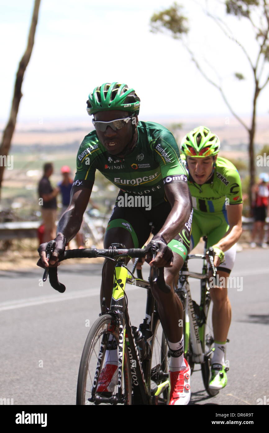 Barossa Valley, Australie. Jan 21, 2014. Kevin Reza (Team Europcar) ordre croissant Mengler Hill dans l'étape 1 de la Santos Tour Down Under 2014 Nurioopta À Angaston, de l'Australie du Sud le 21 janvier 2014 Crédit : Peter Mundy/Alamy Live News Banque D'Images