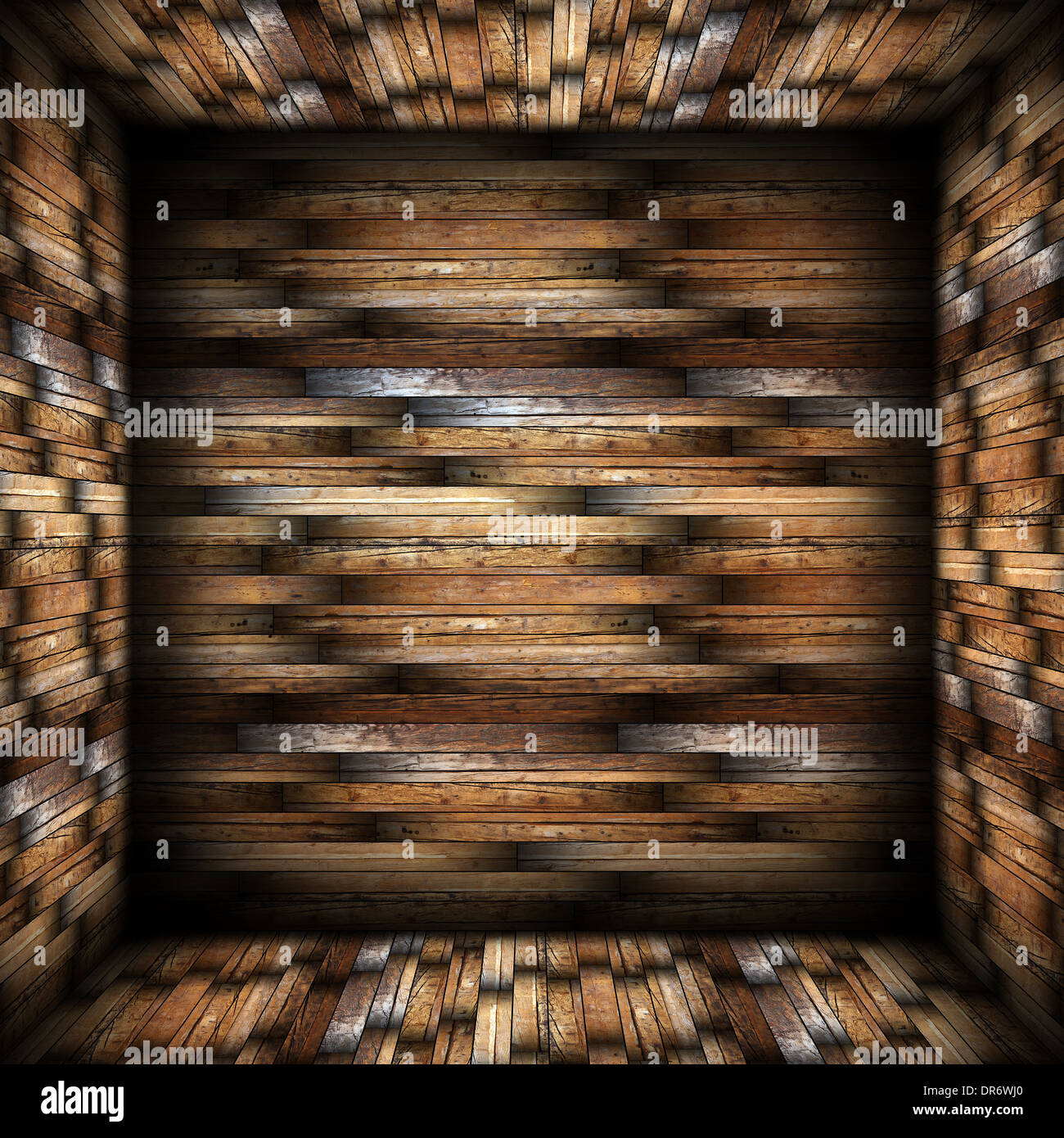 Abstract background design finition bois sur les murs et le plancher Banque D'Images