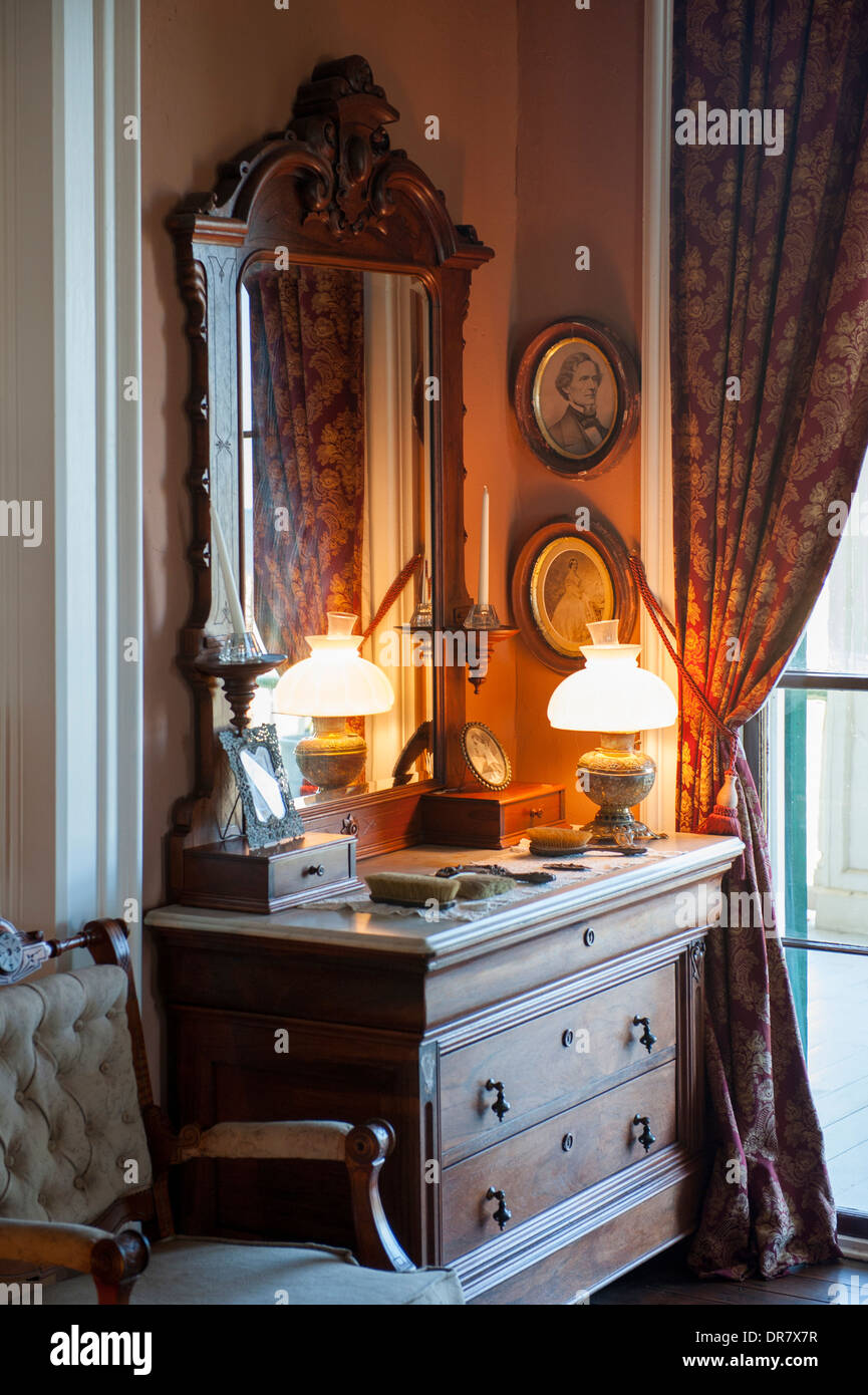 USA Mississippi Biloxi MS de l'intérieur de la maison de Jefferson Davis Président des Etats confédérés d'Amérique La guerre civile Banque D'Images