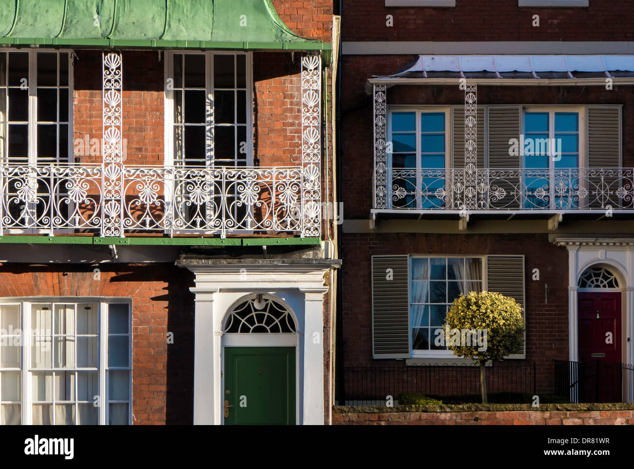 Exemples de maisons géorgiennes et l'architecture d'époque sur Castle Street, Hereford, Royaume-Uni. Banque D'Images