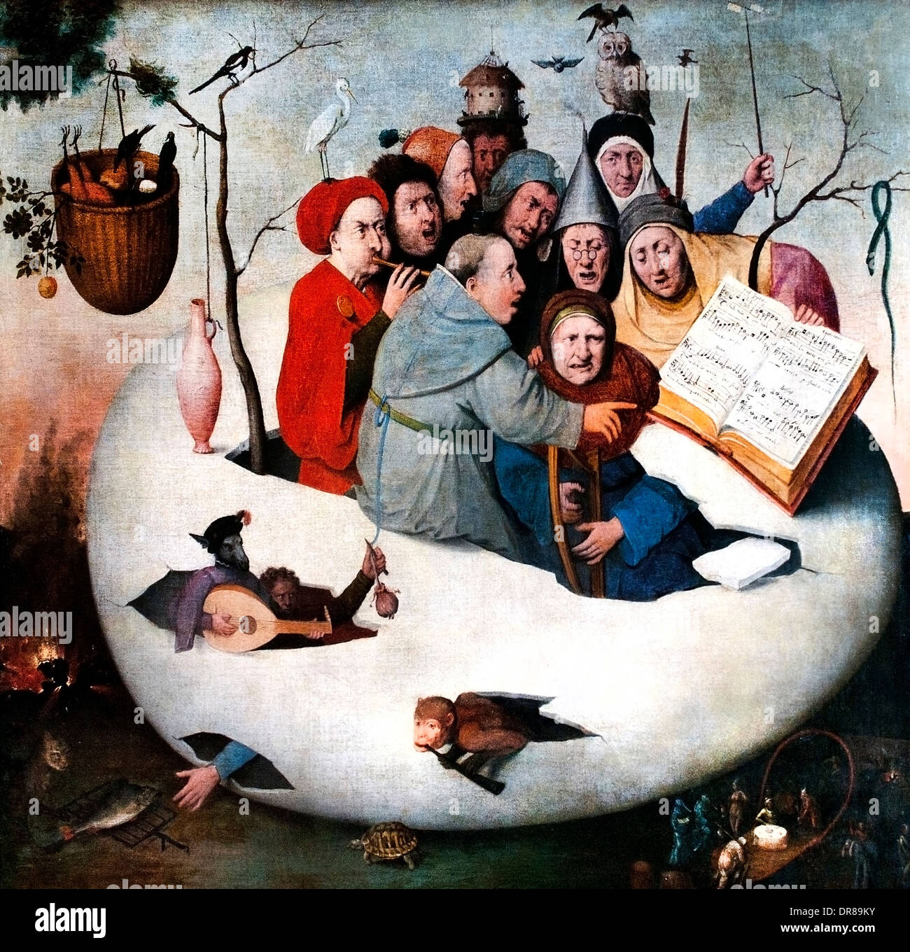 Concert à l'oeuf de Jérôme Bosch 1453-1516 Pays-Bas néerlandais (copie d'époque Pierre Bruegel le Jeune 1564-1638 ) Banque D'Images