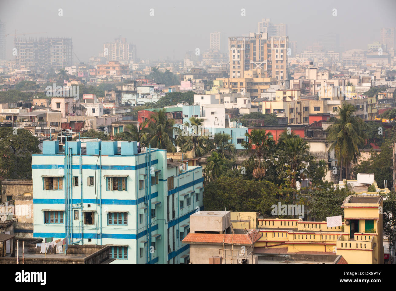 La mauvaise qualité de l'air et de la pollution sur Calcutta, Inde. Banque D'Images