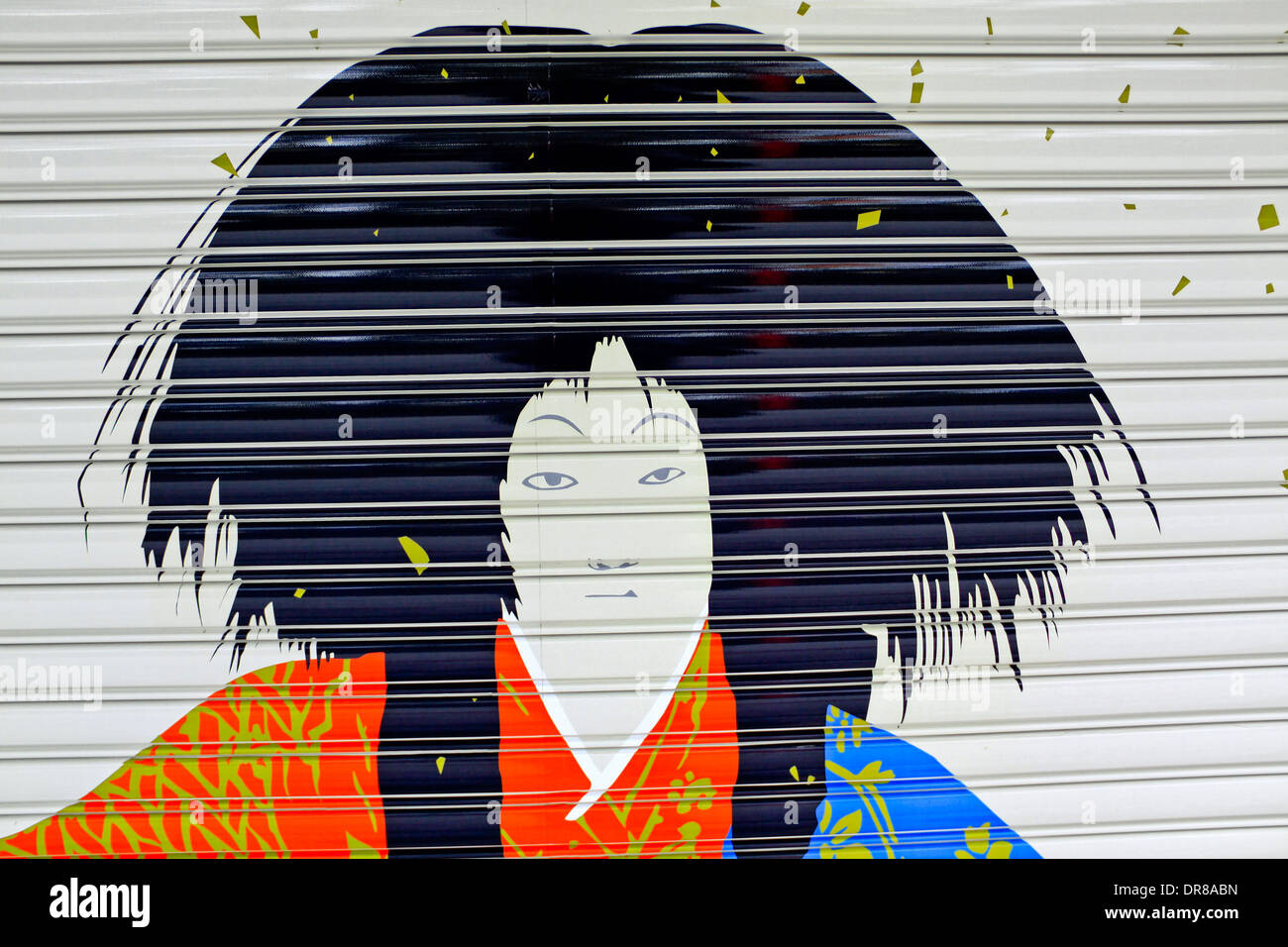 Graffitis colorés, Asakusa, Hui Taitō-ku, Tokyo, Japon. Banque D'Images