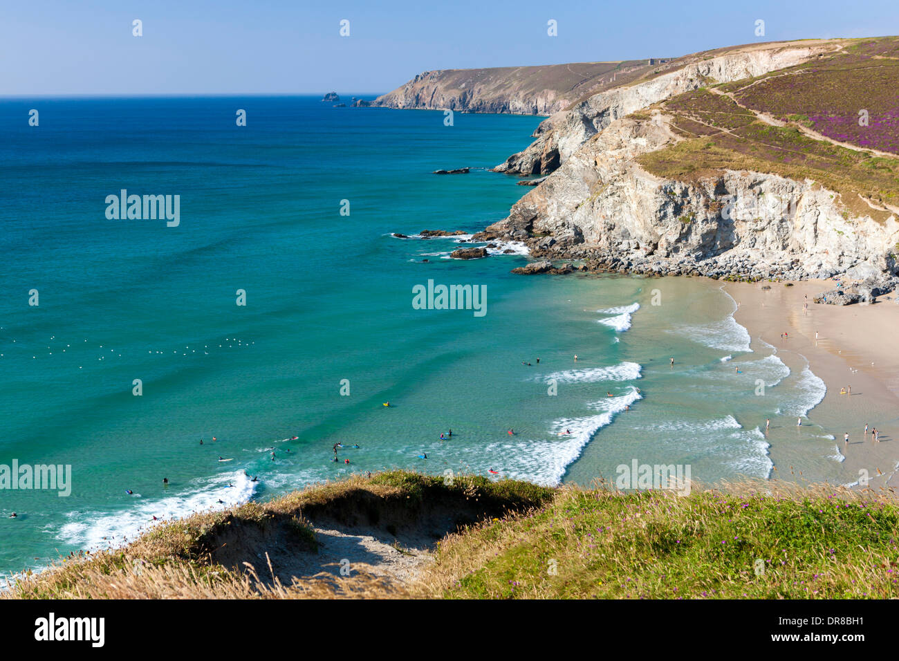 Porth, plage de Towan, Porthtowan, North Cornwall, Angleterre, Royaume-Uni, Europe. Banque D'Images