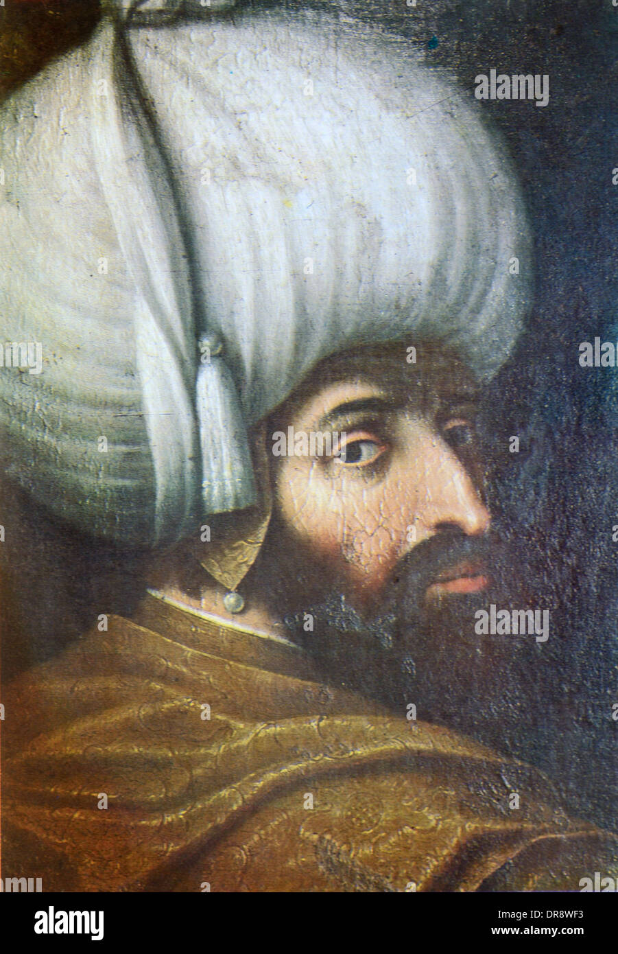 Sultan turc ottoman Beyezid I (1354-1403) ou la peinture Portrait JE Beyazit avec grand turban Turquie Banque D'Images