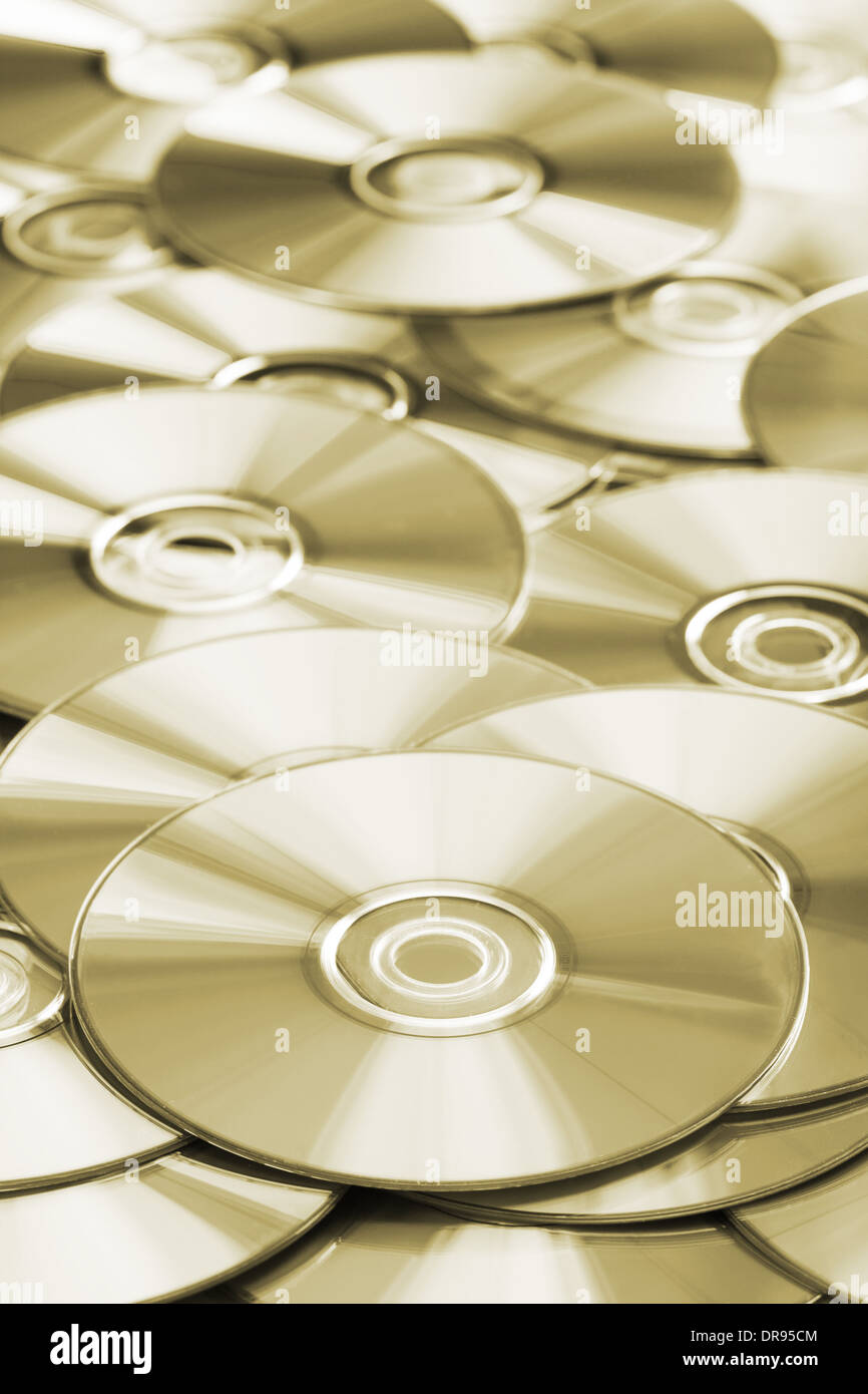 De nombreux disques CD ou DVD sur l'autre Banque D'Images