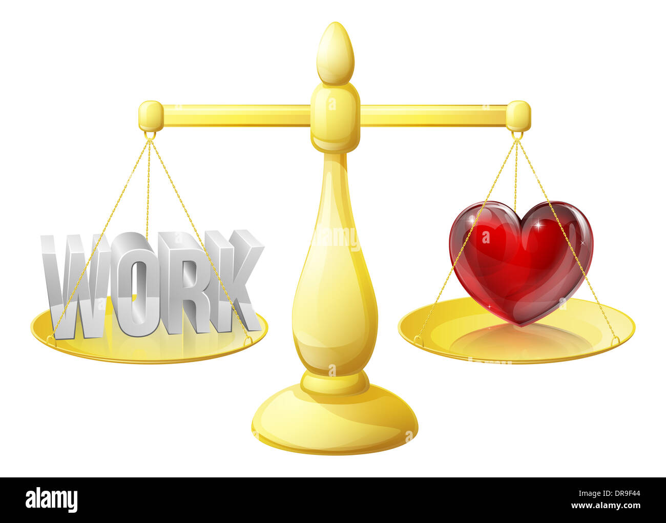 Relation ou échelles de carrière concept du travail d'un côté et un cœur représentant l'amour de l'autre, pourraient également être à l'égard du travail l Banque D'Images