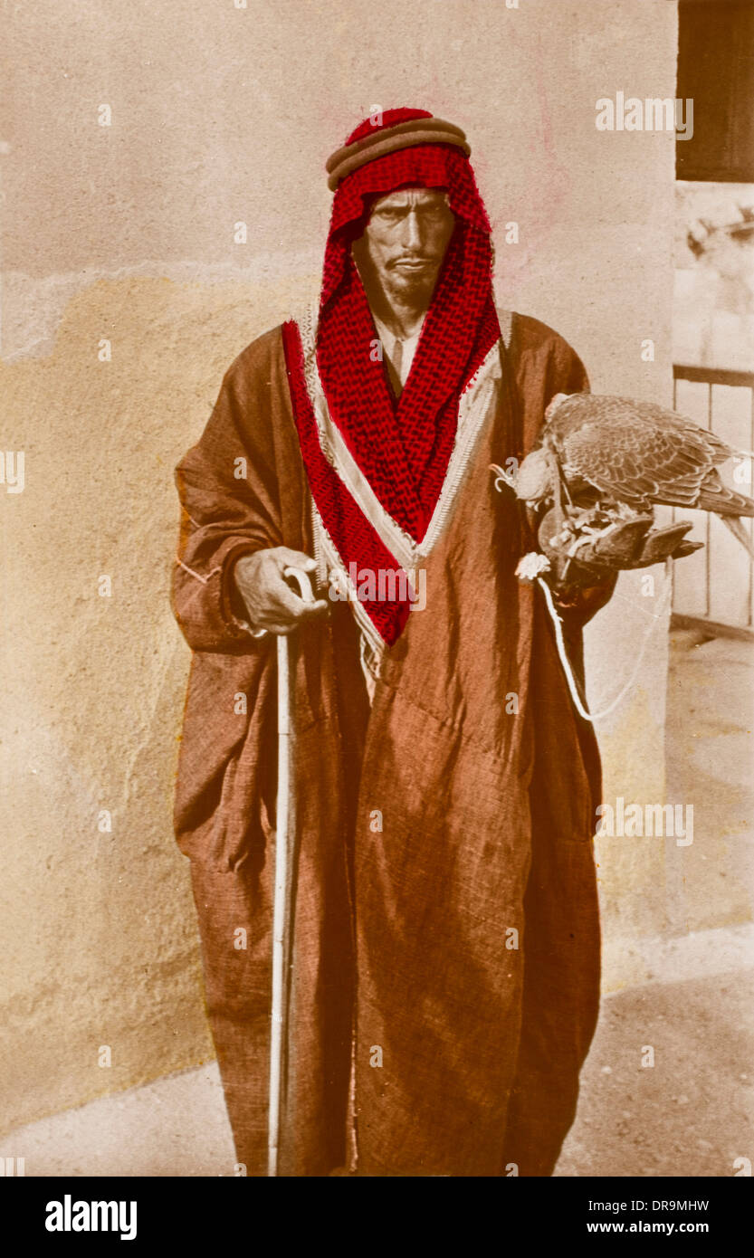 Cheikh arabe avec son Falcon, Koweït Banque D'Images