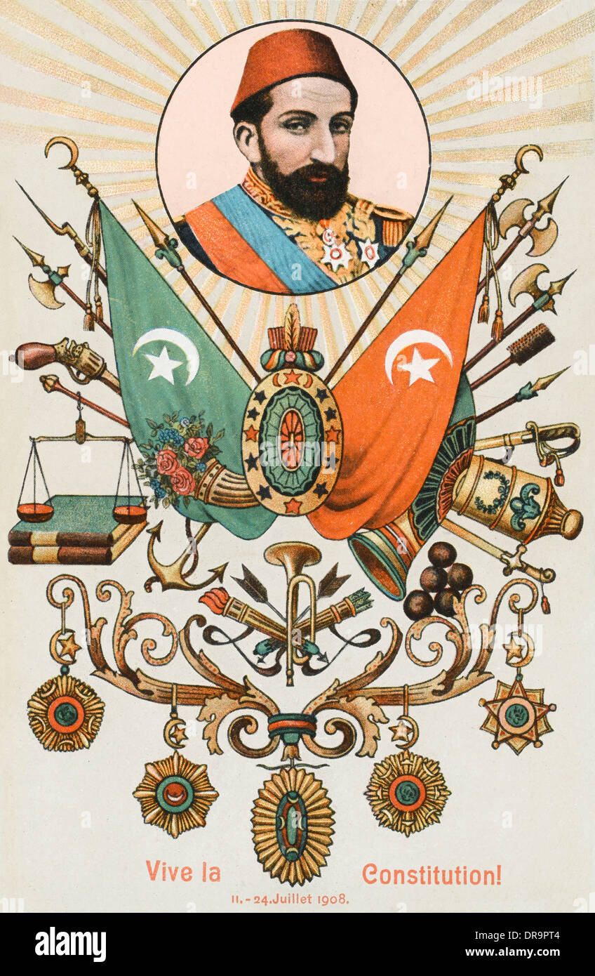 Le Sultan Abdul Hamid II - Constitution de la Turquie Banque D'Images