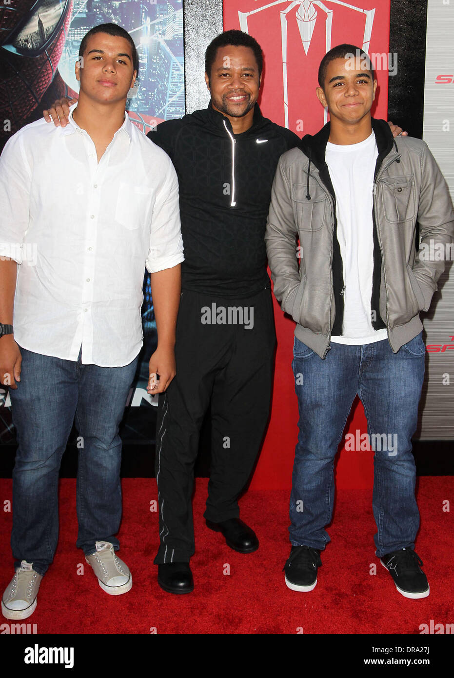 Cuba Gooding Jr., Mason Gooding, Spencer Gooding Los Angeles premiere de 'The Amazing Spider-Man' qui s'est tenue au Regency Village Theatre - Arrivées Los Angeles, Californie - 28.06.12 Banque D'Images