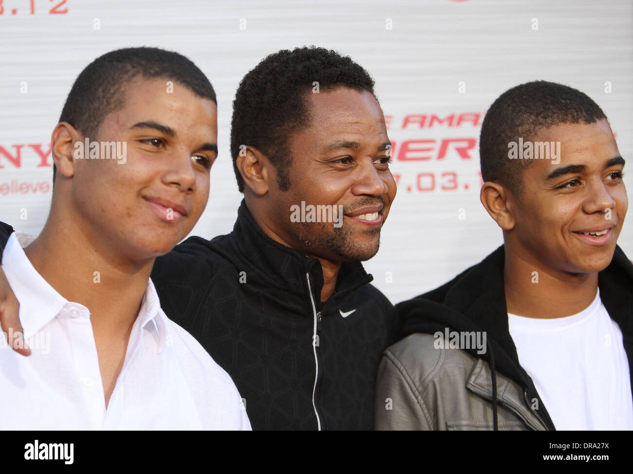 Cuba Gooding Jr., Mason Gooding, Spencer Gooding Los Angeles premiere de 'The Amazing Spider-Man' qui s'est tenue au Regency Village Theatre - Arrivées Los Angeles, Californie - 28.06.12 Banque D'Images