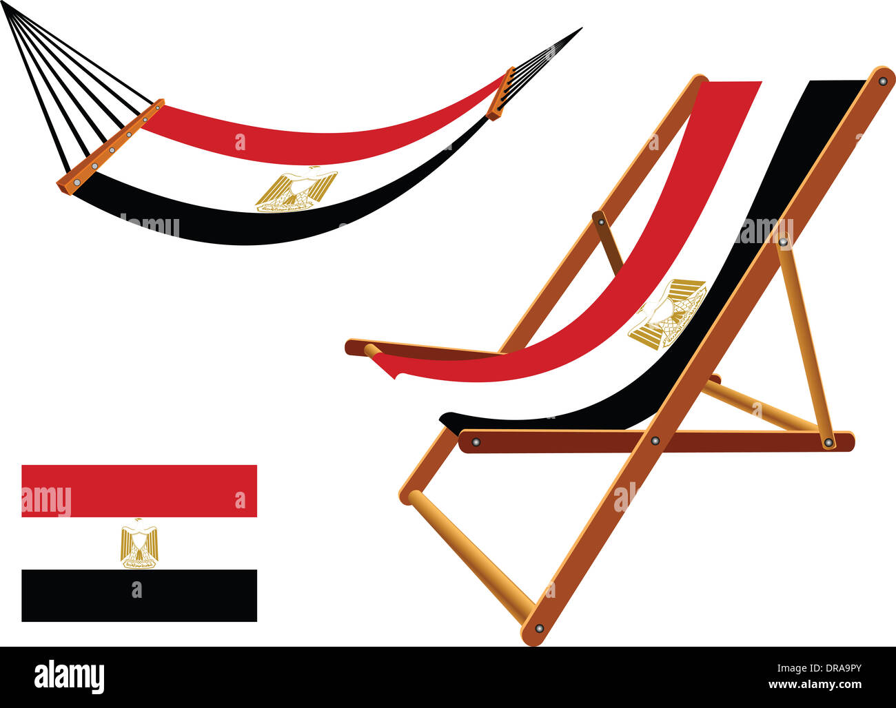L'Egypte et une chaise hamac sur fond blanc, abstract vector art illustration Banque D'Images