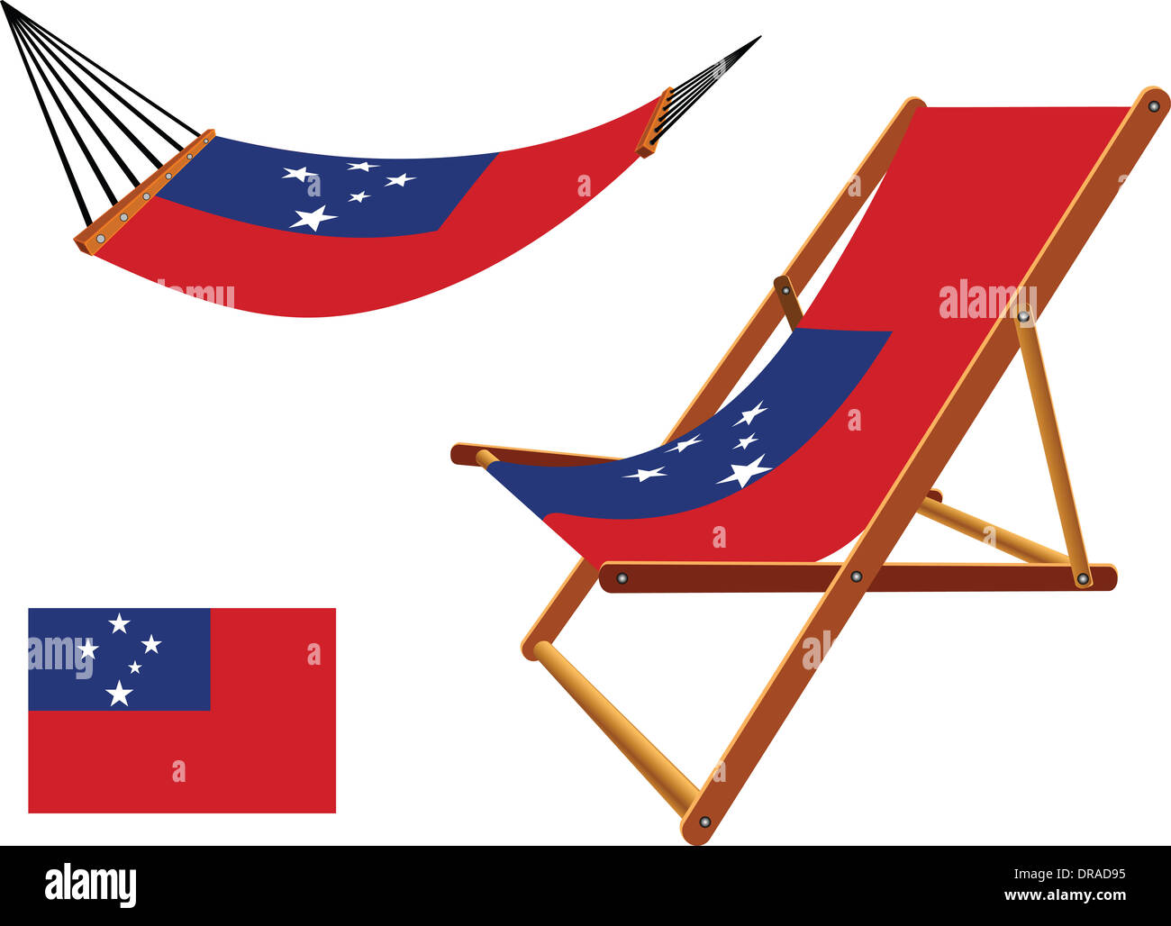 Samoa hamac et chaise sur fond blanc, abstract vector art illustration Banque D'Images