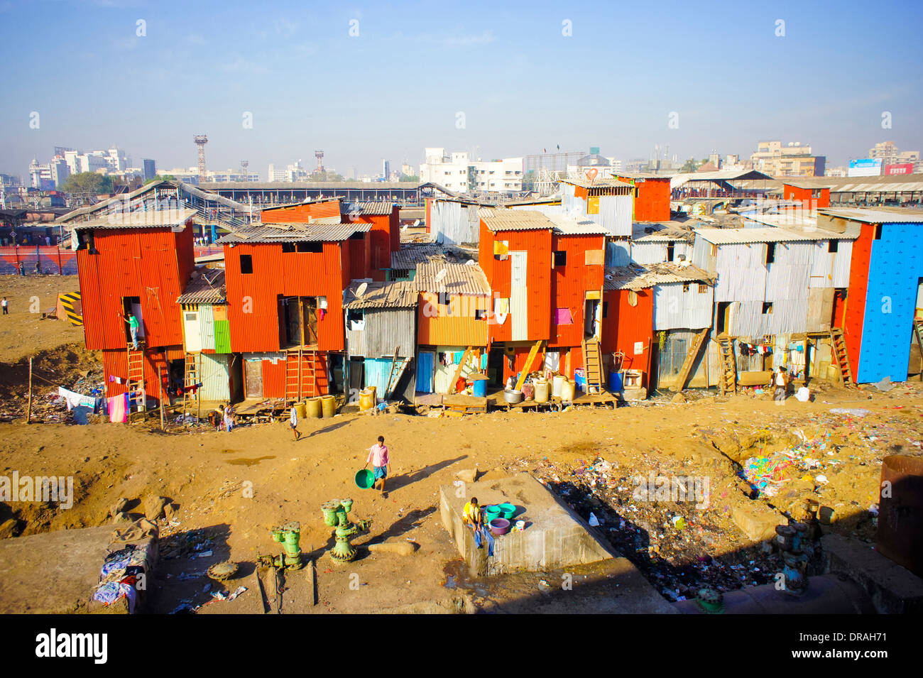 Ville des bidonvilles de Mumbai, Inde Banque D'Images