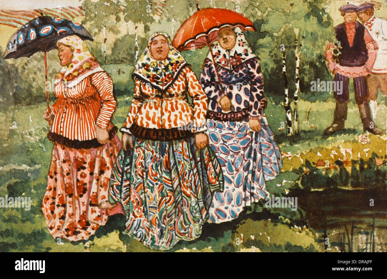 Fédération des femmes dans des robes à motifs Banque D'Images