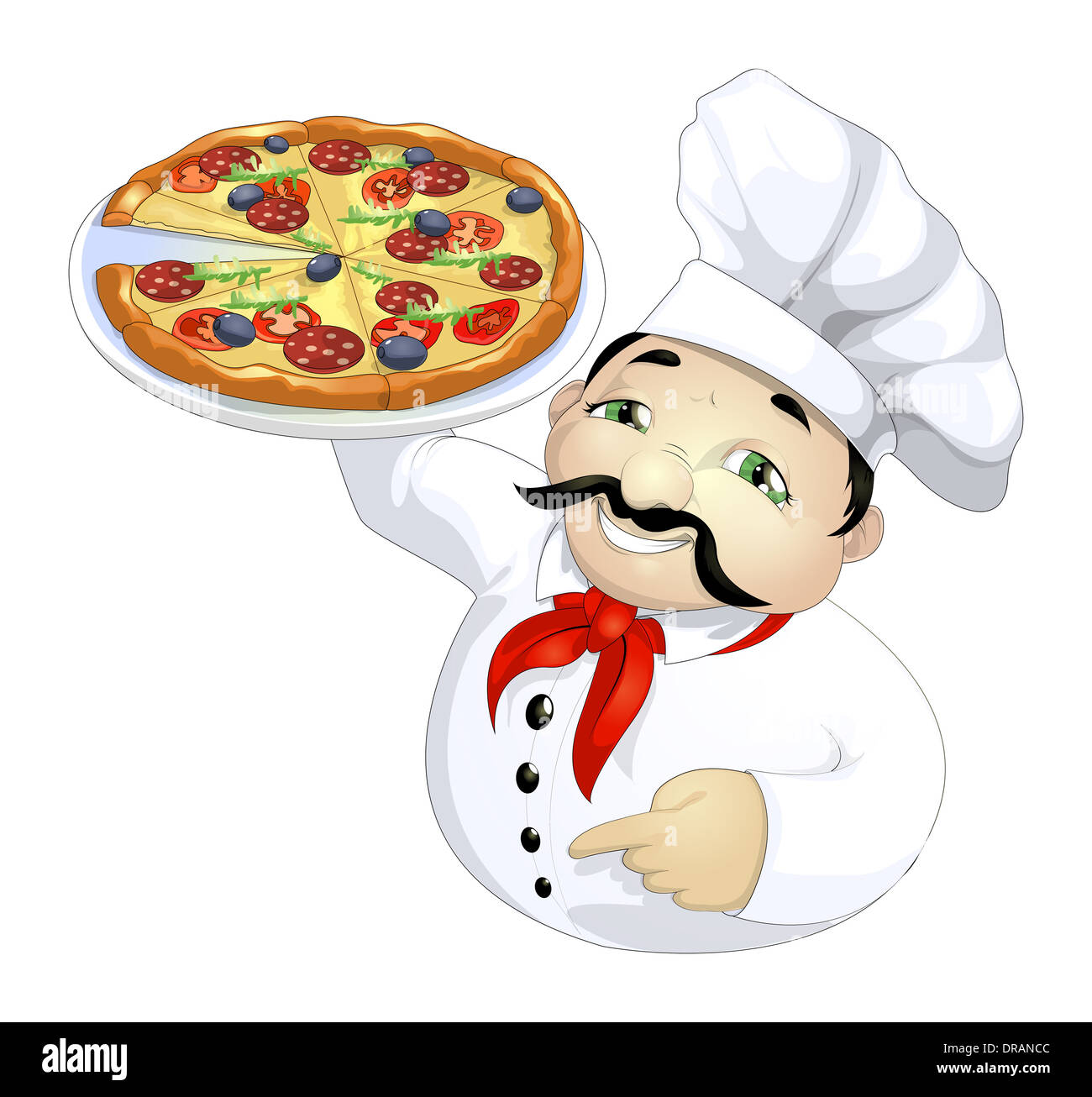 Шев le cuisinier sur la production de pizza Banque D'Images