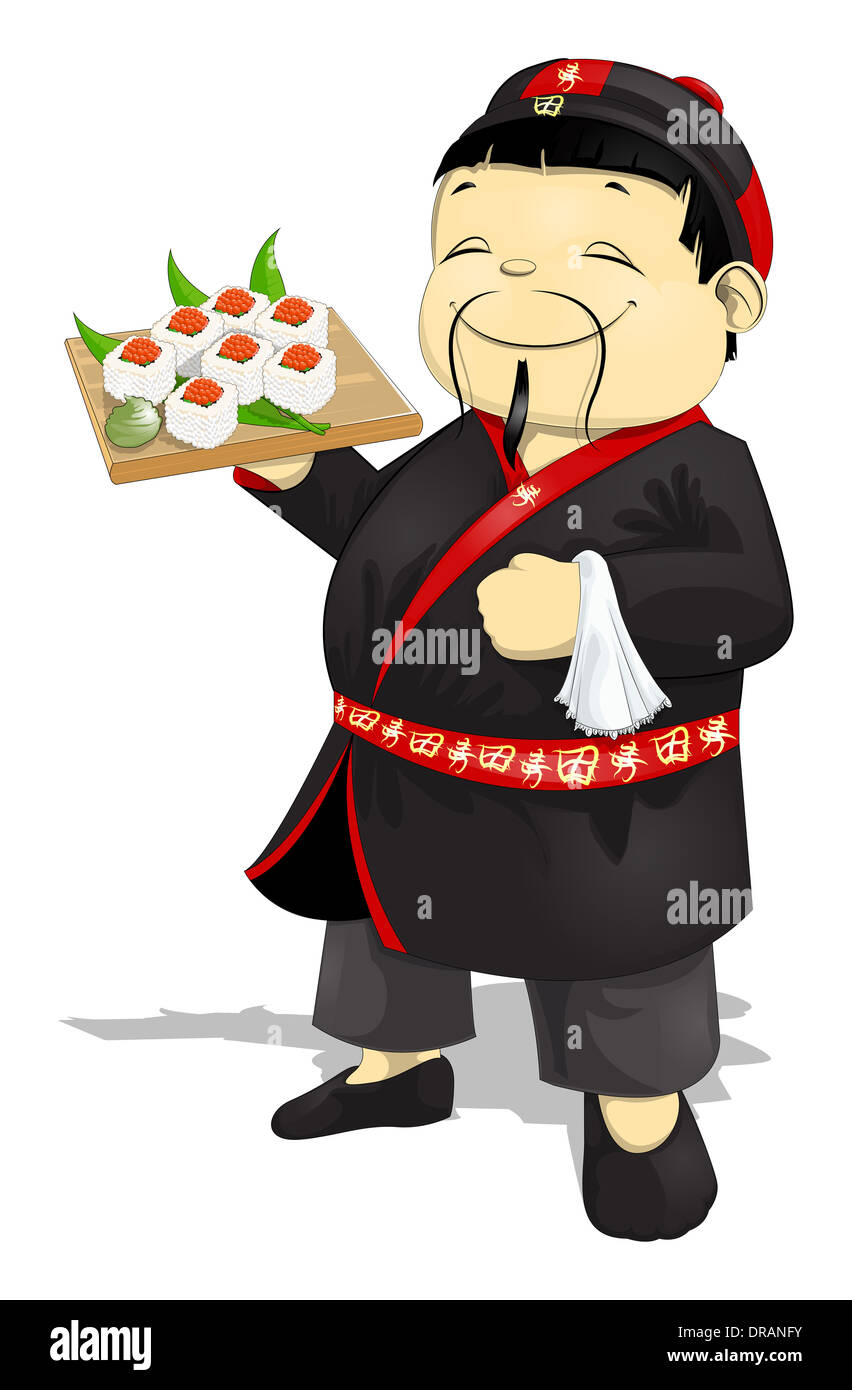 Le cuisinier en chef du restaurant de sushi bar Banque D'Images