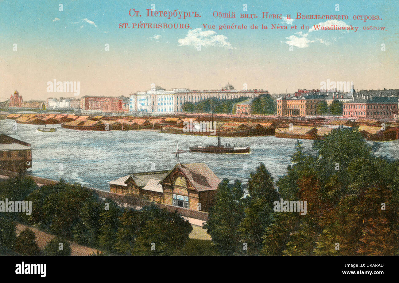 Neva et Vasilievsky Ostrov, St Petersburg Banque D'Images