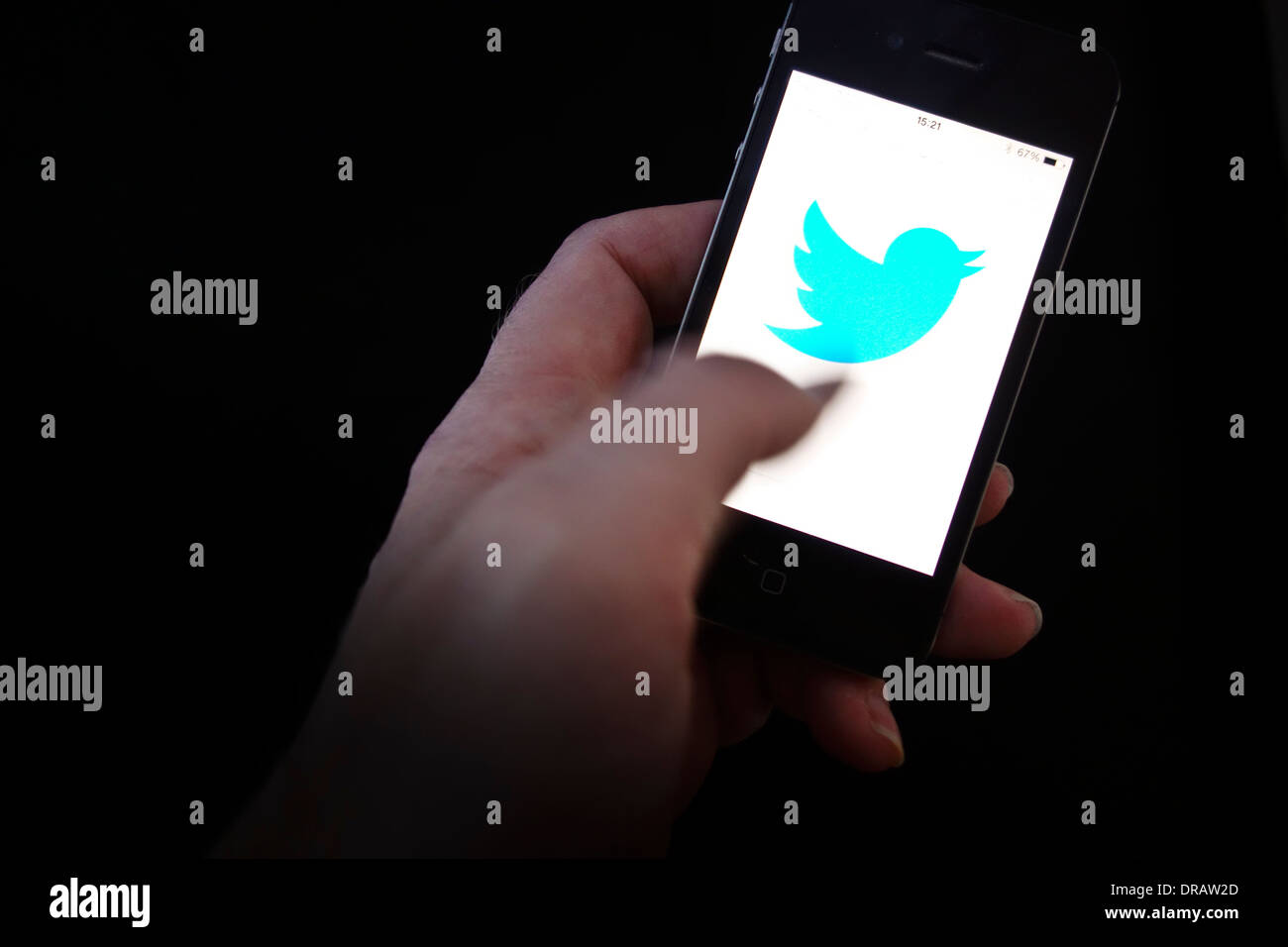 Je téléphone avec logo twitter Banque D'Images