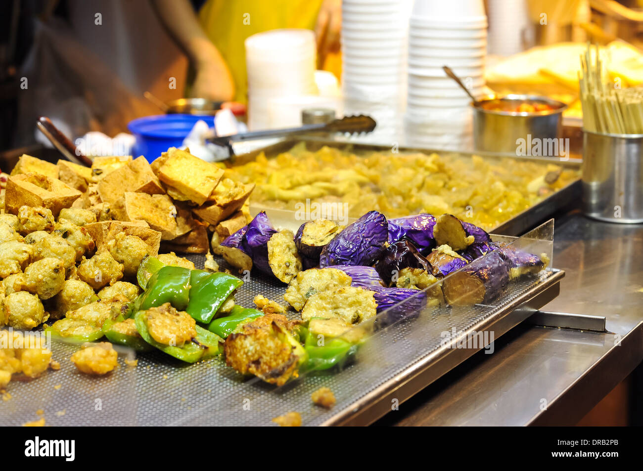 Les légumes frits à hong kong street food Banque D'Images