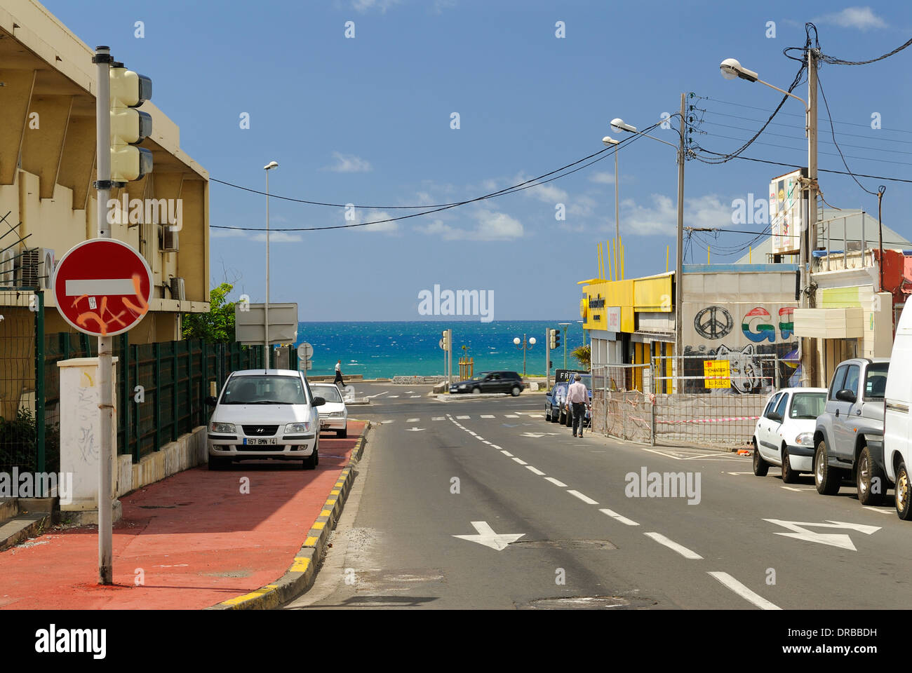 Beau bleu océan dans l'île de la réunion Banque D'Images