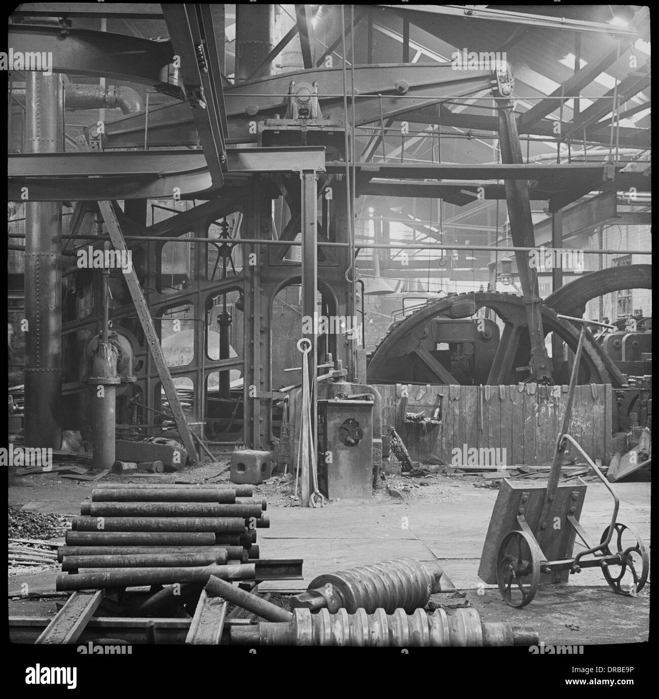 Moteur de faisceau dans un Steel works. J Eugène Riedweg, Baltique Steel works, Sheffield, Yorkshire, Angleterre. Banque D'Images
