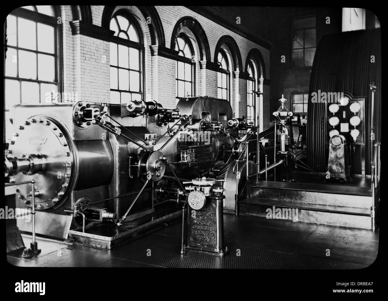 L'arrêt du moteur à vapeur de l'usine construite par Cole, marchent et Morley de perspective Fonderie, Bradford, Yorkshire, en 1896. Banque D'Images