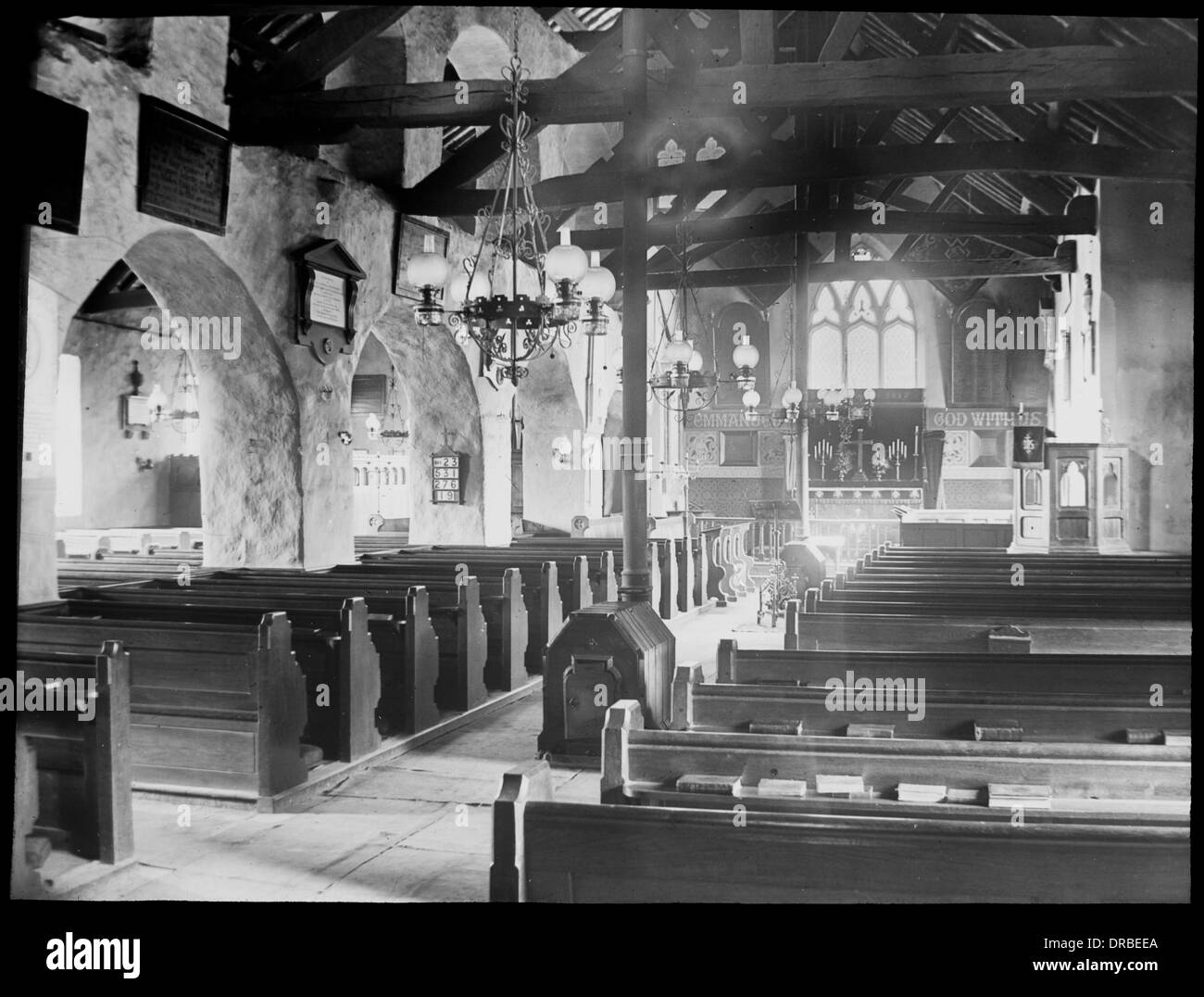 Intérieur de l'église St Oswald, Grasmere, Cumbria (puis dans le comté de Westmorland), Lake District, en Angleterre. Banque D'Images