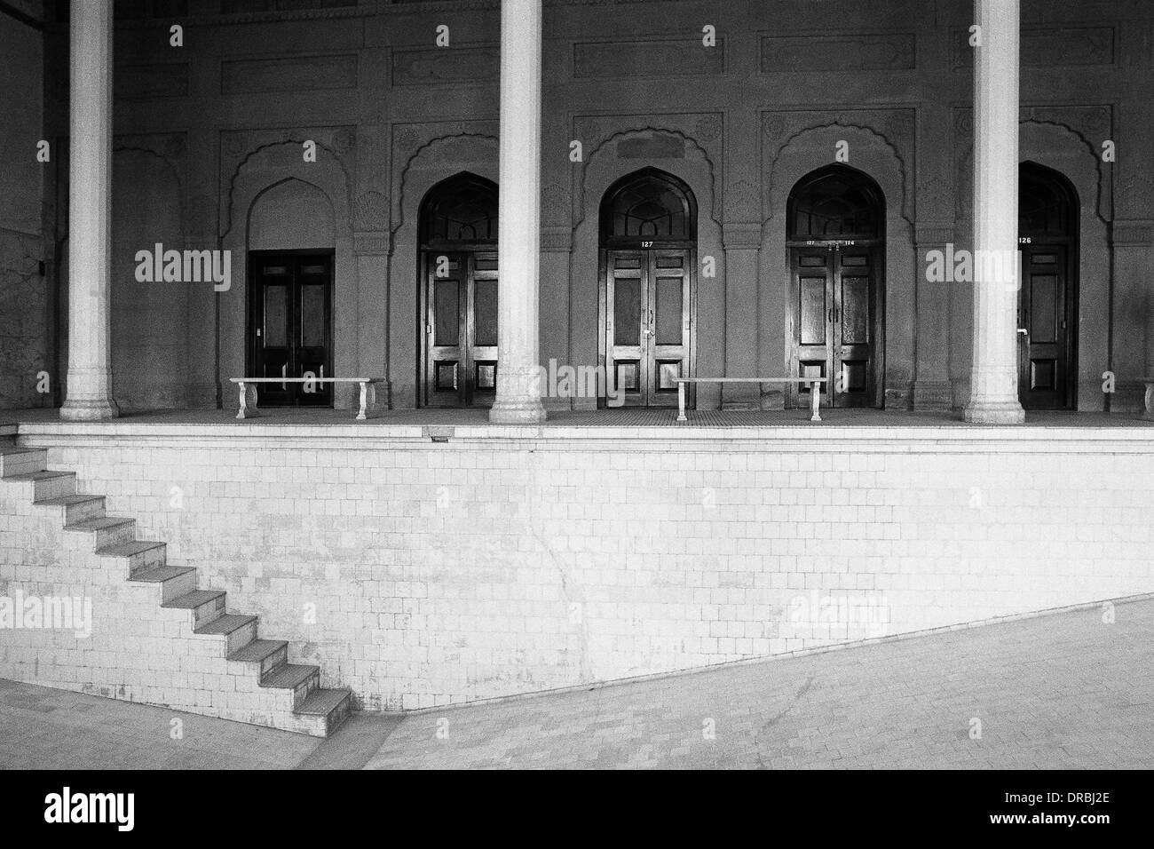 Piscine vide, Lalgadh Nouveau Palais, Bikaner, Rajasthan, Inde, 1984 Banque D'Images