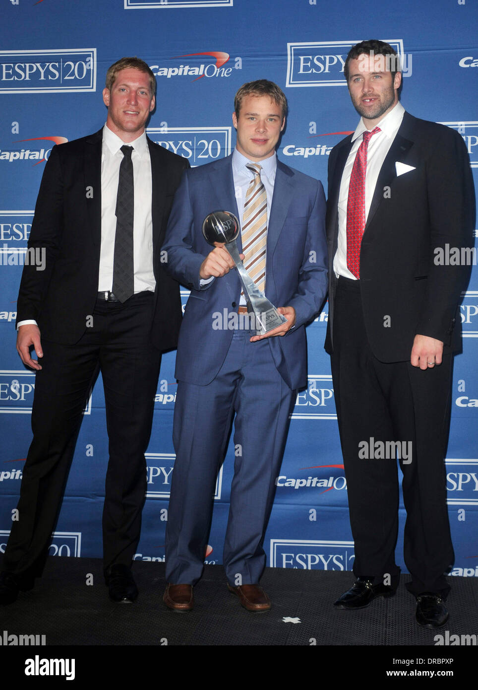 Dustin Penner, Dustin Brown, Matt Greene 2012 ESPY awards - Salle de presse lors de la Nokia Theatre L.A. Vivre à Los Angeles, Californie - 11.07.12 Banque D'Images