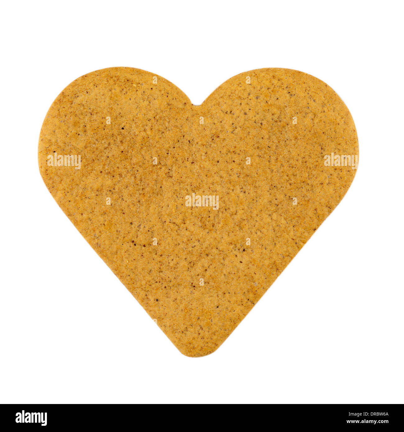 Forme de coeur gingerbread cookie isolated on white with clipping path. Banque D'Images