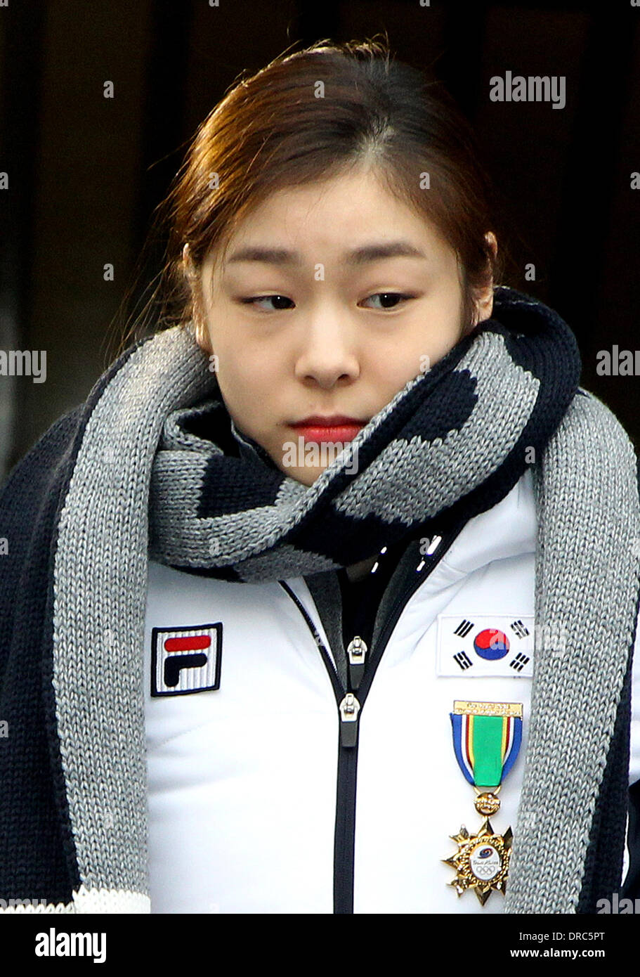 Séoul, Corée du Sud. 23 Jan, 2014. La patineuse artistique sud-coréenne  Yuna Kim assiste à la cérémonie inaugurale de la prochaine des Jeux  Olympiques d'hiver de Sotchi en 2014 à Séoul, Corée