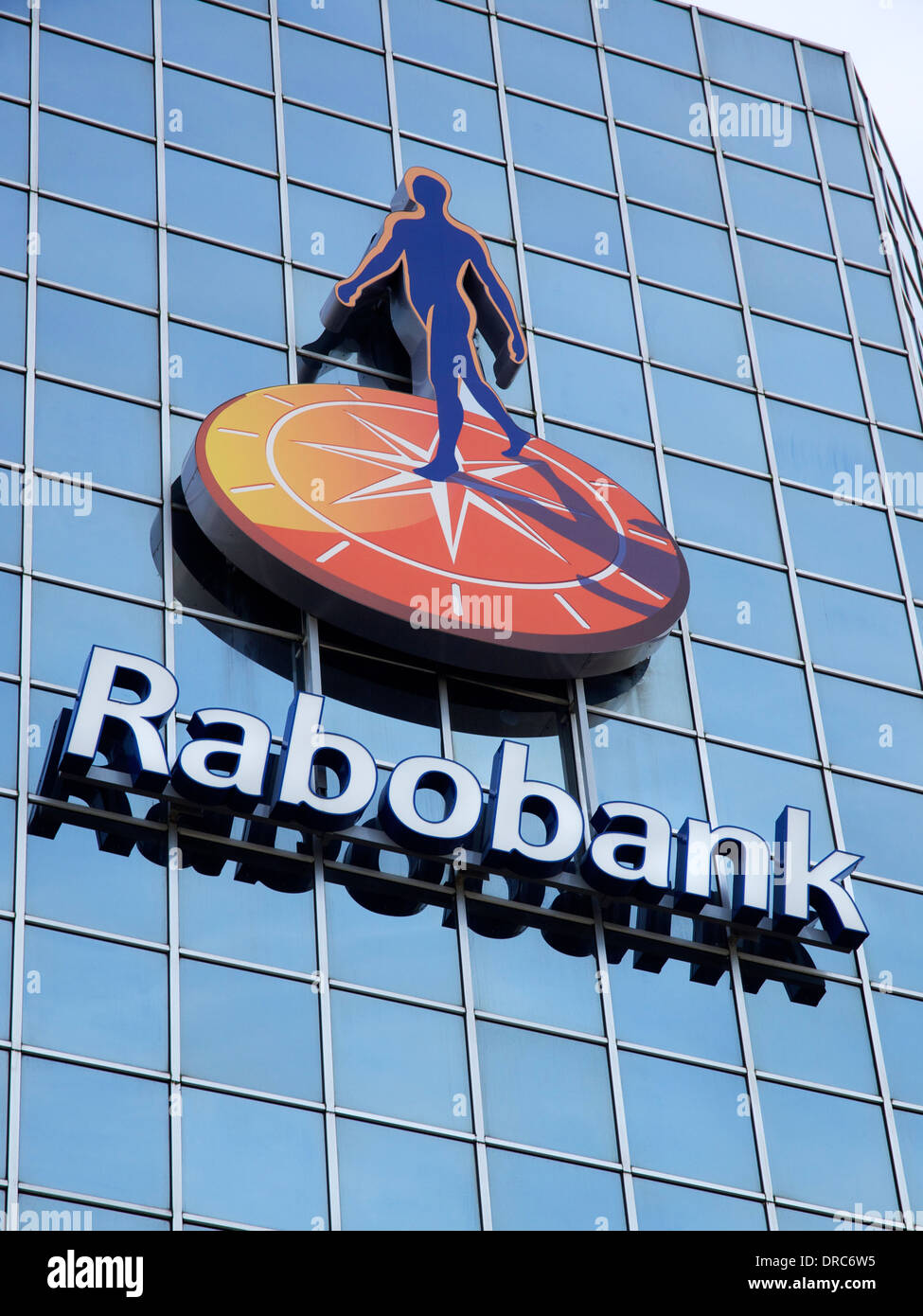 Les Néerlandais Rabobank logo sur le bâtiment du siège de la ville d'Utrecht, Pays-Bas Banque D'Images