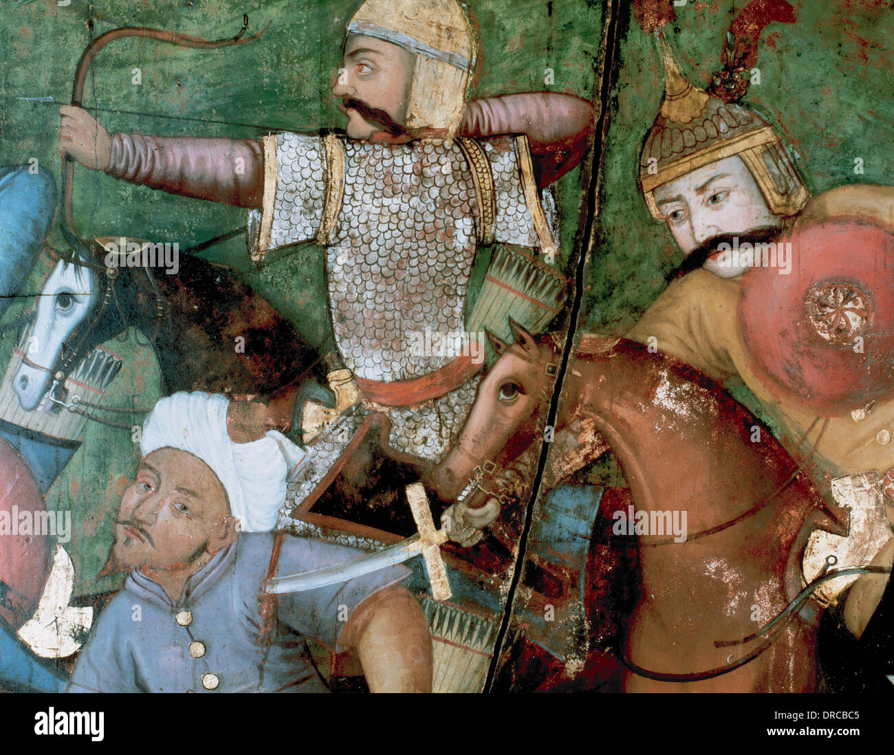 Abbas I le Grand (1571-1629). Shah de la dynastie safavide. Les soldats de cavalerie perse la lutte contre les Turcs. En plein air. Détail. Banque D'Images